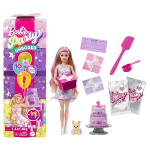 Barbie Party Unboxed Pet Birthday Series Doll & Accessories With 10 Surprises