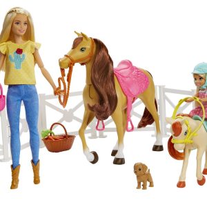 Barbie Hugs 'n' Horses With & Chelsea Dolls, Blonde Doll Playset
